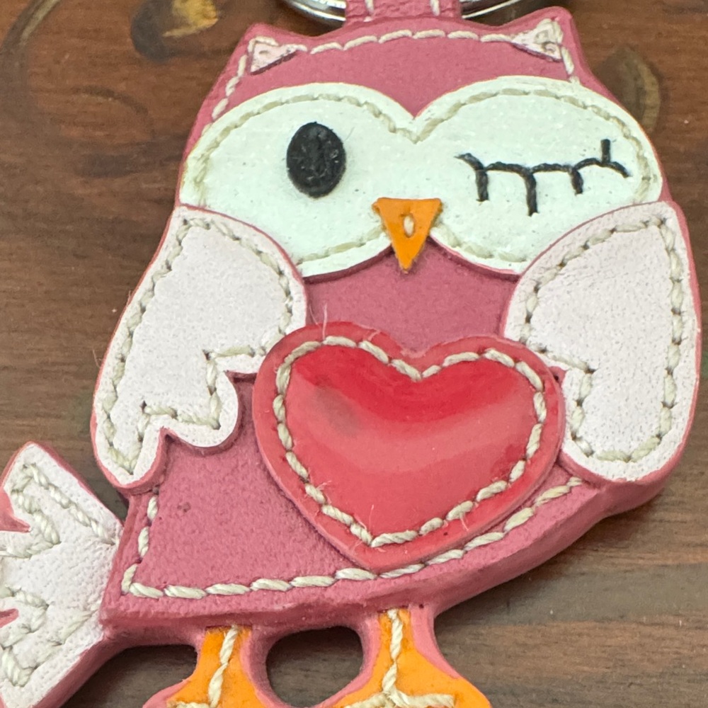 Coach Pink Owl Keychain with Heart - Picture 4 of 4